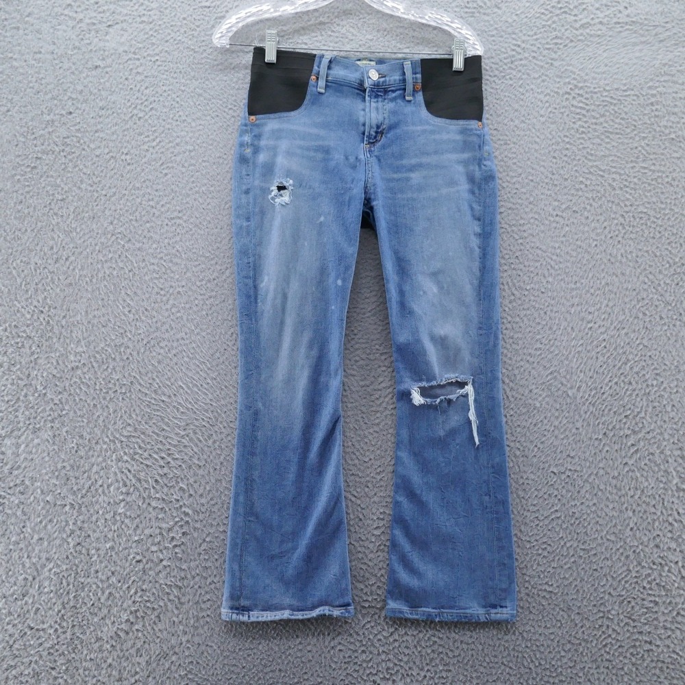 Citizens of Humanity Demy Cropped Flare Maternity Jeans Light Wash Distressed 26